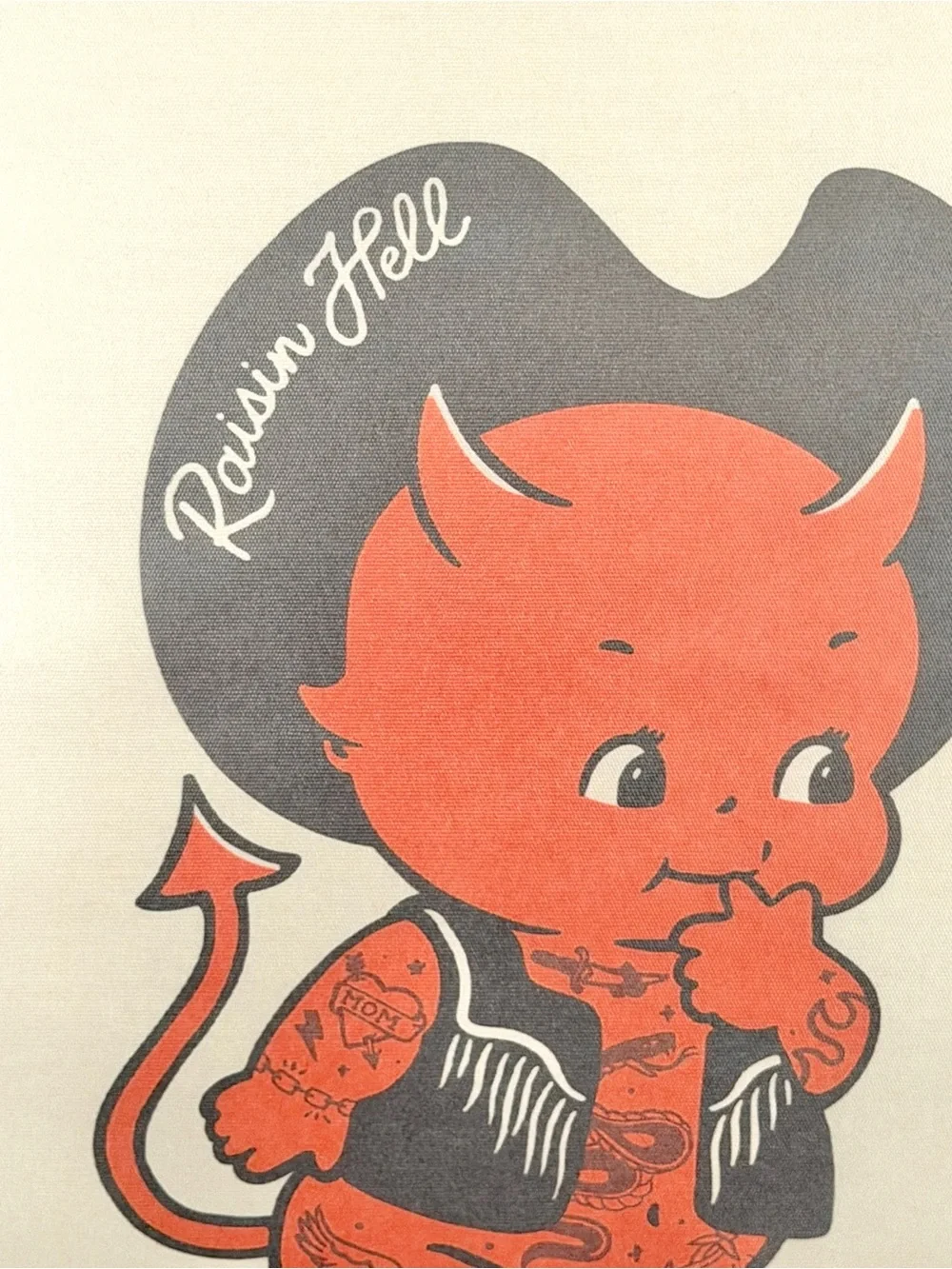 Vintage Kewpie Tattooed Devil Cowboy Wall Art Framed Retro Western Kitsch 17x21”